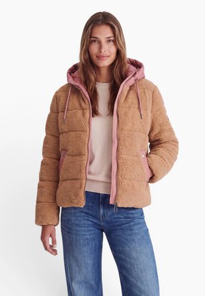 Street One Studio, TEDDY FLEECE JACKET WITH HOOD AND SOFTSHELL DETAILS - Winter jacket - honey brown
