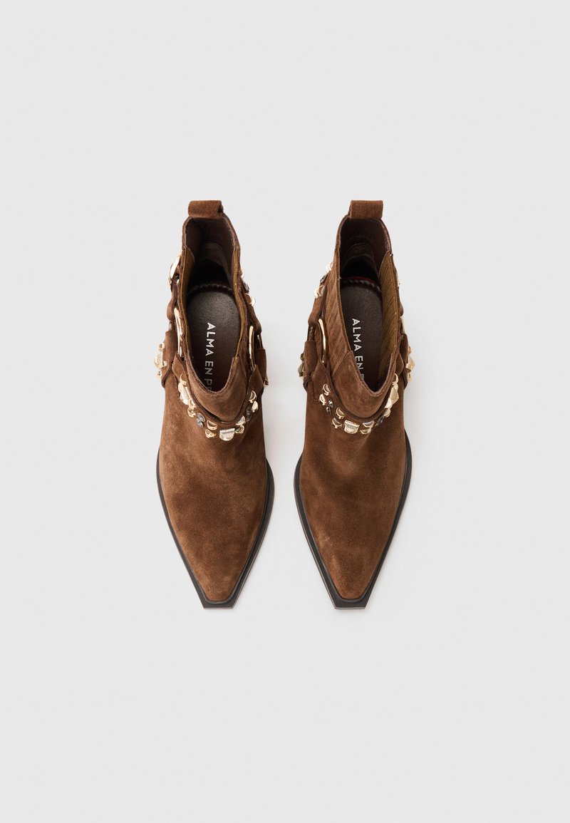 Escarpins Pointus En Denim Avec Accents Cuir Camel - Taille 6,5B US - Neuf Avec Emballage