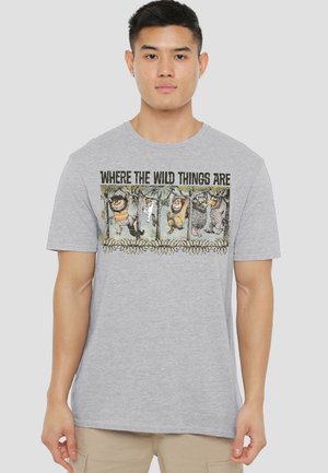 Cotton Soul, WHERE THE WILD THINGS ARE/HANG - Print T-shirt - mottled light grey