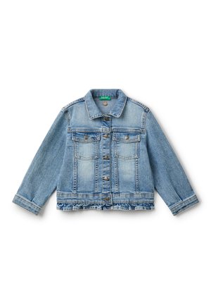 WITH RUFFLES - Jeansjacke - blue