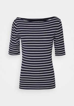 BOATNECK - Print T-shirt - navy/white