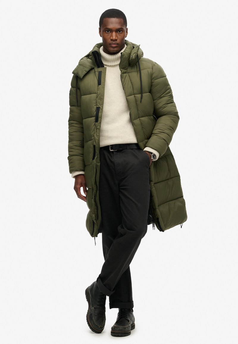 Womens Jacket Fur Olive Green Long Puffer Coat Superdry Co RIPSTOP