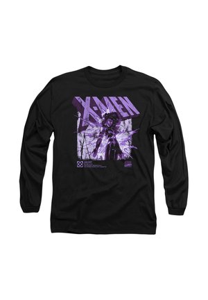 Black long-sleeve shirt with purple X-Men text and comic-style illustration of Jean Grey using her powers.