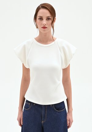 Rinascimento CON MANICHE STRUTTURATE - T-shirt basic - white cream