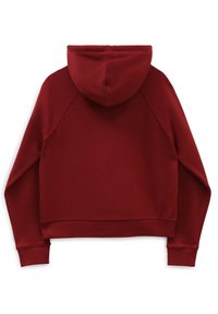 Felpa corta rossa di tessuto morbido, con maniche raglan e cappuccio con cordino. Il bordo a coste sui polsini e sull'orlo conferisce una finitura aderente.
