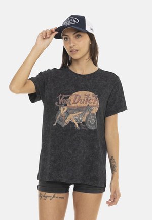 À COL ROND MANCHES COURTES PINUP - T-shirt imprimé - noir