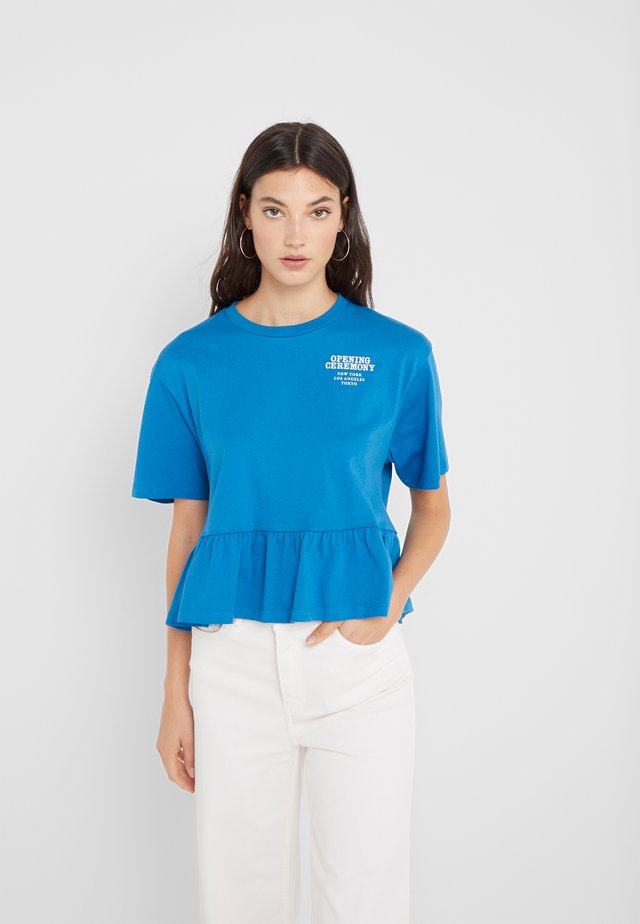 RUFFLE PEPLUM TEE - Printtipaita - cobalt blue