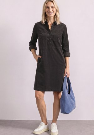 Street One, KNIELANGES KLEID AUS SOFTEM CORD - Robe chemise - black coffee