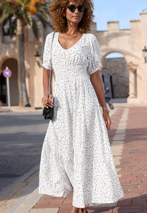 LASCANA, Maxi dress - weiß-schwarz bedruckt