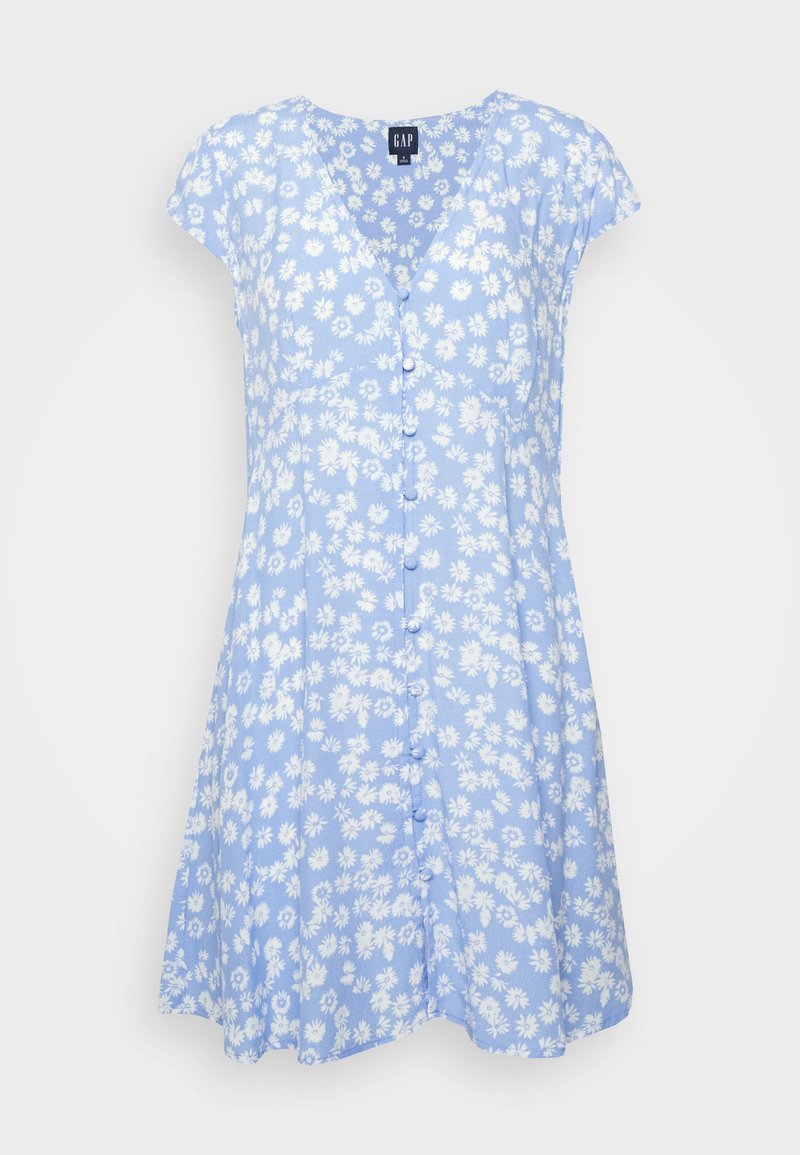 GAP CAP SLEEVE BUTTON FRONT - Vestido de dia - blue floral
