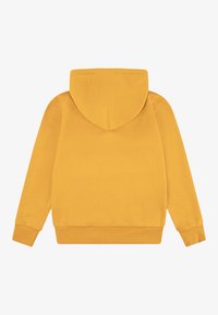 Felpa gialla, in misto cotone, stile pullover, con un capuccio ampio, polsini e orlo a costine, texture morbida e design minimalista.