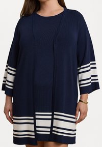 Lauren Ralph Lauren Woman TWO TONE CARDIGAN - Cardigan - refined navy/white