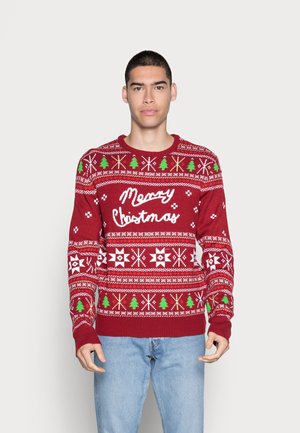 MERRY CHRISTMAS JUMPER - Strikkegenser - dark red