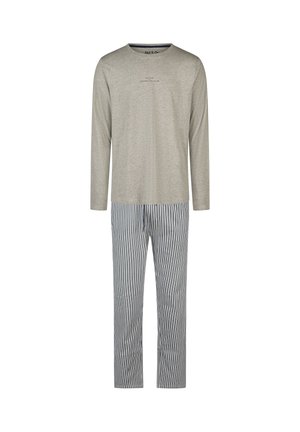 SET - Nachtwäsche Set - grau melange streifen