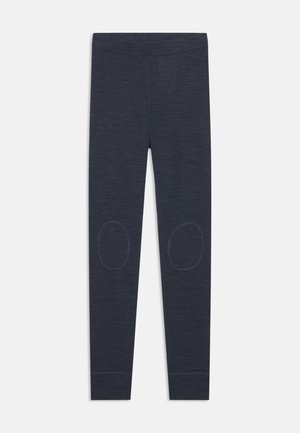Marineblaue Leggings aus strukturiertem Stoff, mit Knieflicken und einem dehnbaren Bündchen für Komfort und Flexibilität.