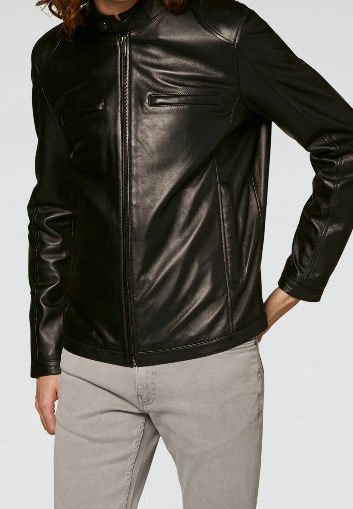 Conbipel Leather jacket - black - (Pre-owned) - Zalando