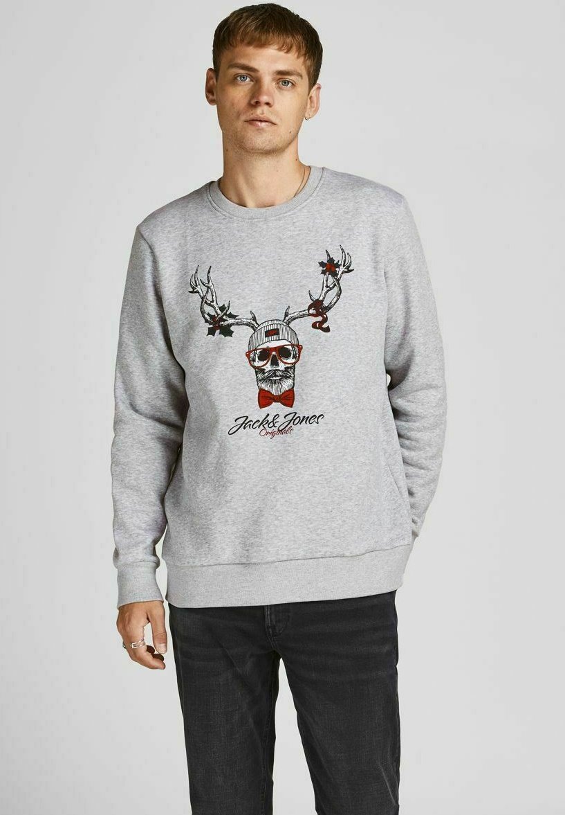 Jack \u0026 Jones X-MAS-SKULL - Sweater - light grey melange/grijs - Zalando.nl