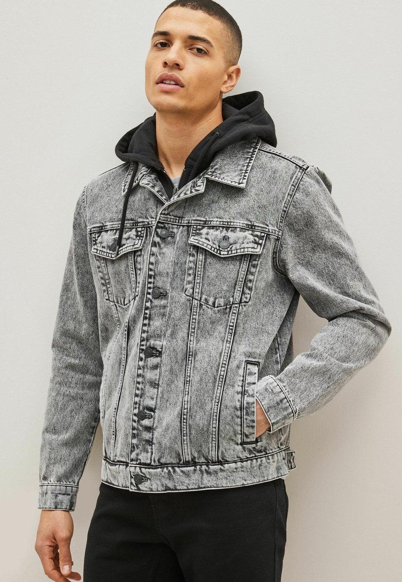 Next DENIM JERSEY HOODED JACKET Veste en jean grey/gris ZALANDO.FR