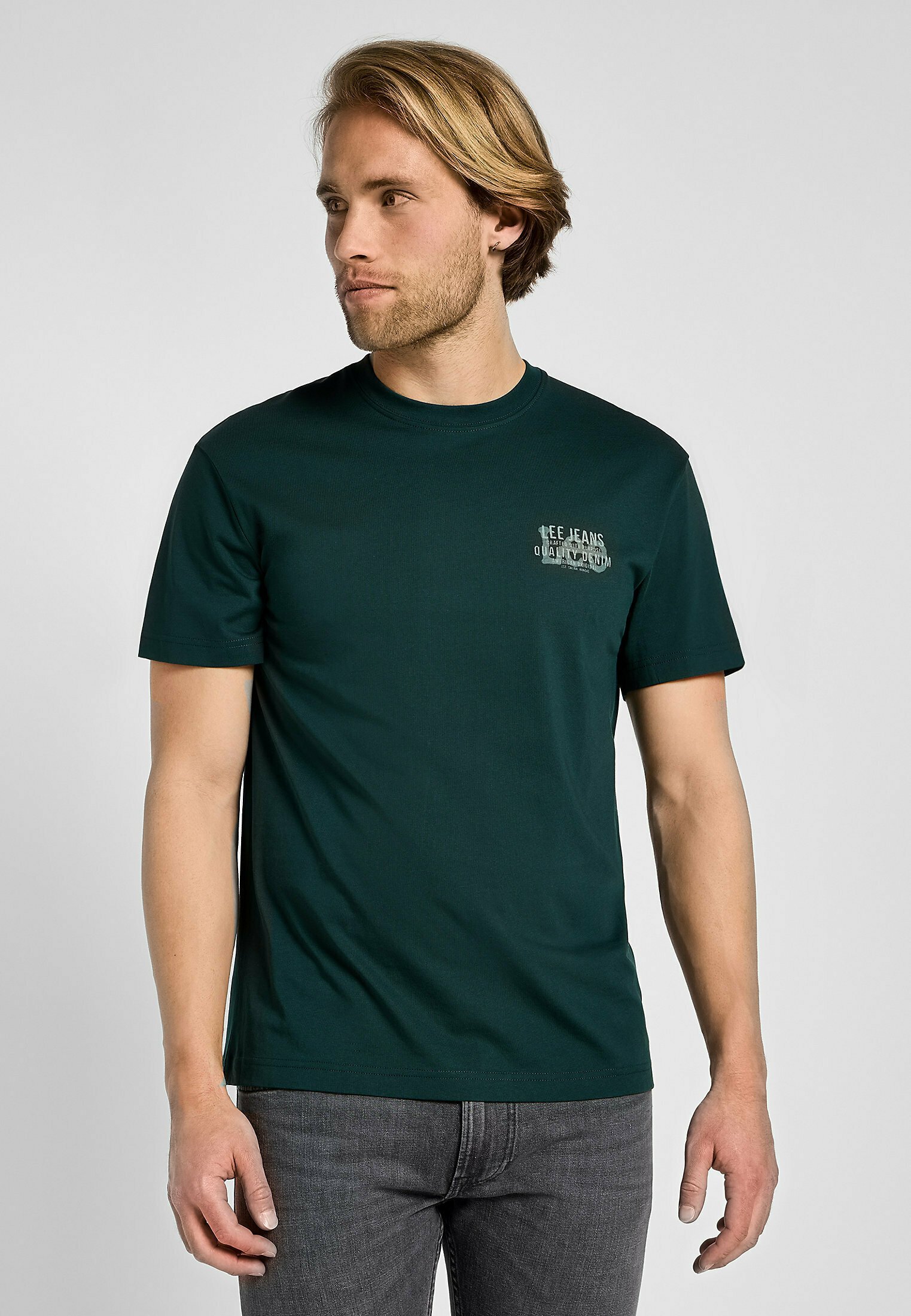 Lee - Uomo Slim Fit T-Shirt Girocollo Con Logo - Relaxed