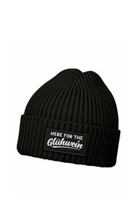 MoonWorks MIT PATCH SPRUCH HERE FOR THE GLÜHWEIN AUFDRUCK LUSTIG - Beanie - schwarz