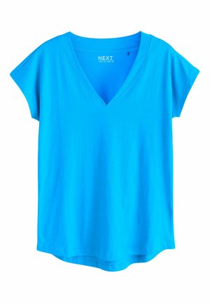 REGULAR FIT - V-NECK CAP SLEEVE  - T-shirts print - bright blue