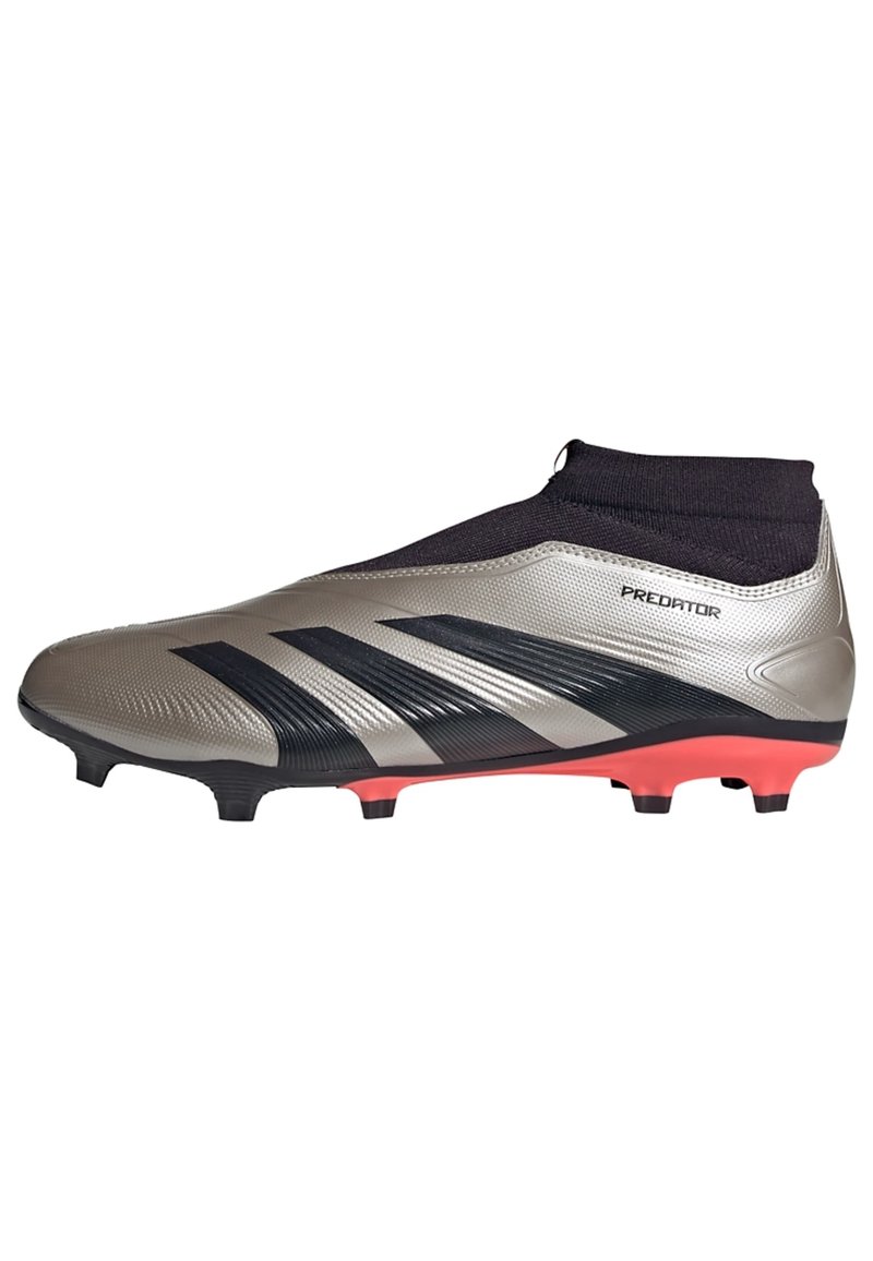 adidas Performance PREDATOR LEAGUE LACELESS FG - Scarpe da calcio per terreni duri - platinum metallic   aurora black   turbo