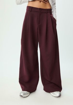 WIDE LEG SMART WITH DARTS - Bukser - dark red