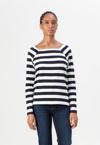 TOM TAILOR STRIPED CARRE NECK - Pikkade varrukatega topp - lunar eclipse/off white
