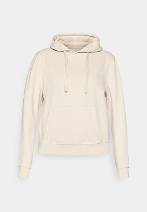 Cremefarvet hoodie lavet af blød bomuldsblanding, med en frontlomme, snore i hætten og ribbede manchetter og kant.