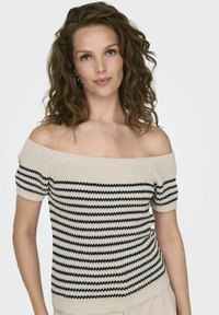 JDY SCHULTERFREI - T-shirts print - ecru
