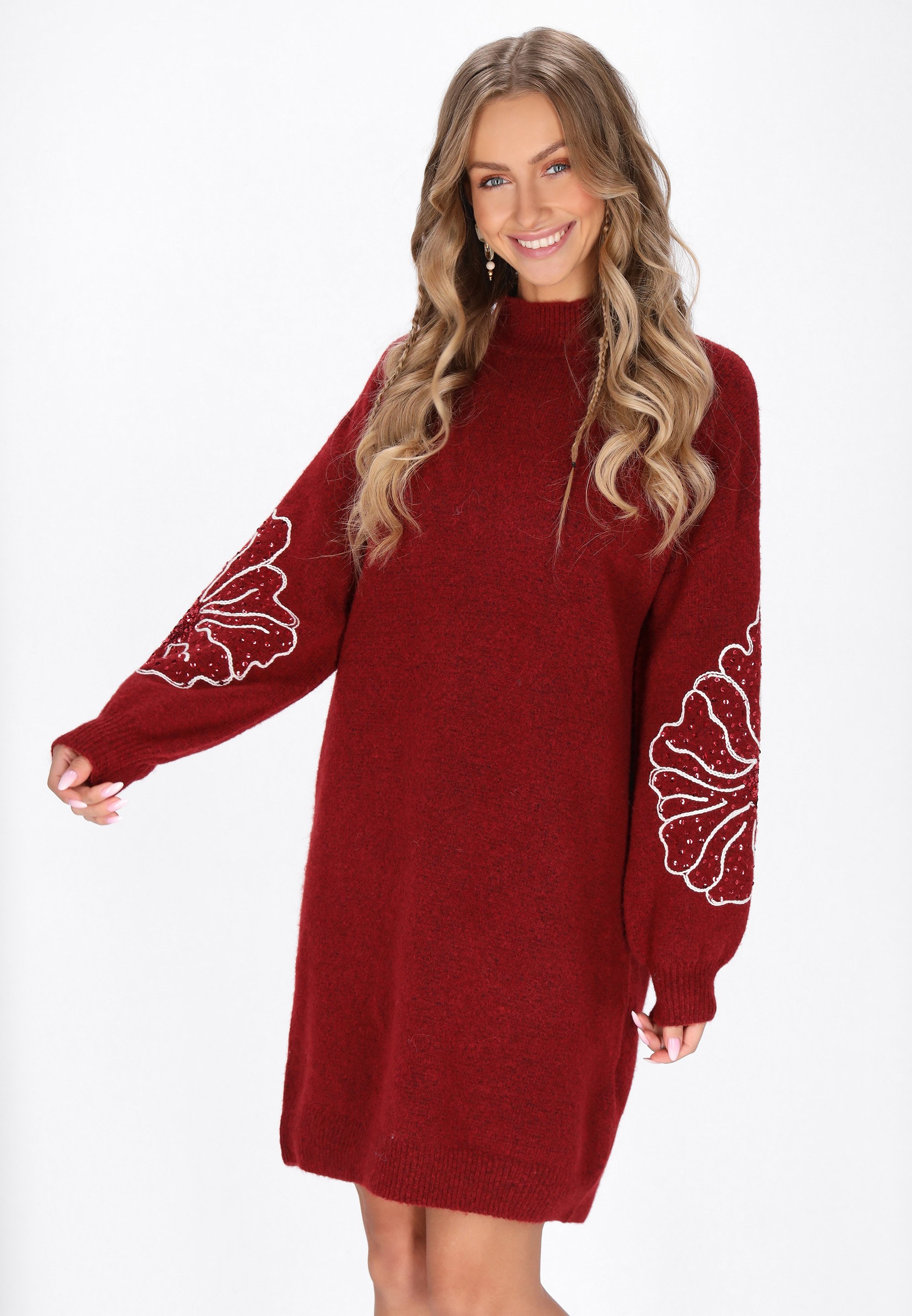 burgundy midi cocktail dress LaDivine BD7027CL Prom Dress - Nude main image 1