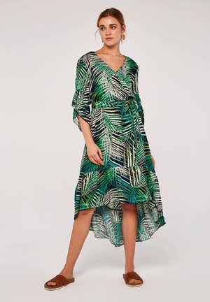 Apricot TROPICAL LEAF RUFFLE - Freizeitkleid - navy