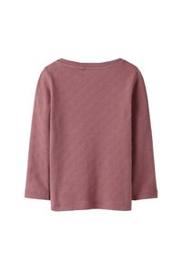 Bluzka z długim rękawem w kolorze pudrowego różu, wykonana z bawełny, z fakturowanym wzorem serca, okrągłym dekoltem i prostym dołem, wykonana z miękkiego, oddychającego materiału.