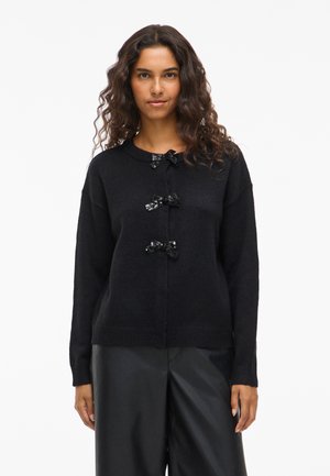 VILA VIBRIANNA O NECK BOW CARDIGAN - Adīta jaka - black