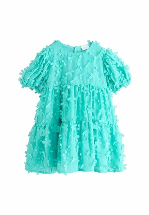 REGULAR FIT - SHORT SLEEVE FLOWERS - Päevakleit - teal blue