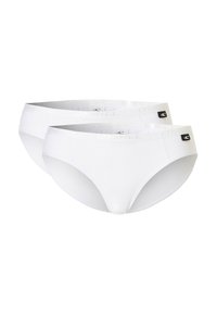 Witte katoenen damesonderbroeken met een gladde textuur. Heeft een subtiel logo op de tailleband en een gebogen vorm voor een aansluitende uitstraling.