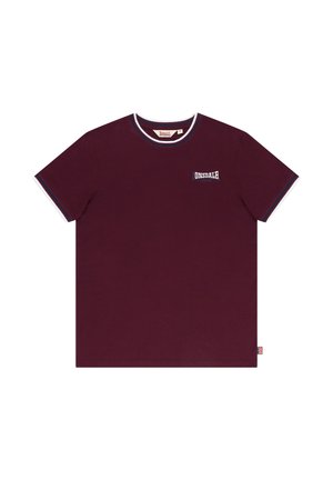 Lonsdale, LONSDALE HERREN T-SHIRT SCHMALE PASSFORM QUIN - Printtipaita - oxblood ecru navy