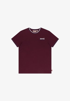 Lonsdale, LONSDALE HERREN T-SHIRT SCHMALE PASSFORM QUIN - T-shirts print - oxblood ecru navy