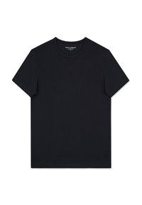 Czarny t-shirt z krótkim rękawem i okrągłym dekoltem, o slim fit i minimalistycznym designie.