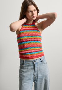 Stefanel Top - sky blue red