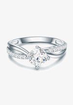 Trilani Dames Ring Verlovingsring Sterling zilver met witte Zirkonia in briljant slijpsel - Memoire Ring met steen Trouwring voor bruiloft : Trilani Trilani Dames Ring Verlovingsring Sterling zilver met witte Zirkonia in briljant slijpsel - Memoire Ring met steen Trouwring voor bruiloft : Trilani