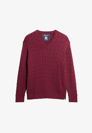 Superdry & Co V NECK CABLE - Pullover - bordeaux red