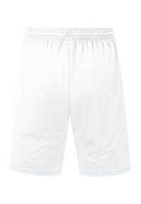 Weiße Sportshorts mit einem elastischen Bund, glatter Textur und ohne sichtbare Muster oder Designs. Schlichte, klassische Form.