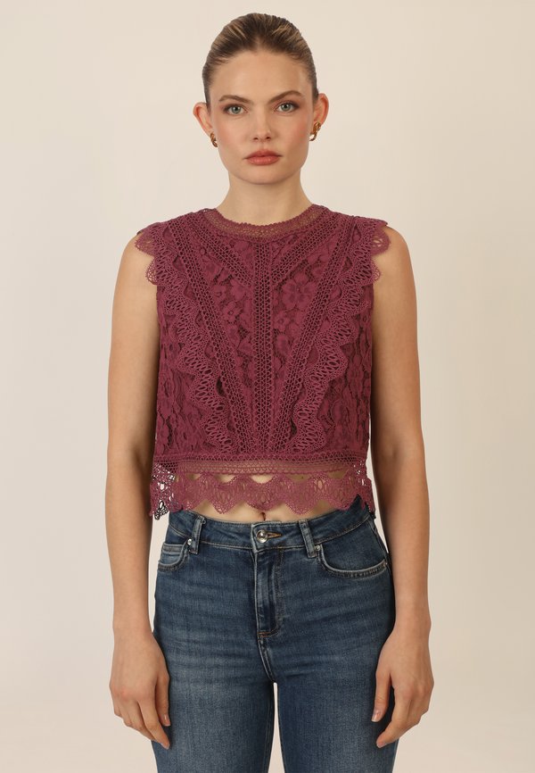 SPITZE - Top - bordeauxrot