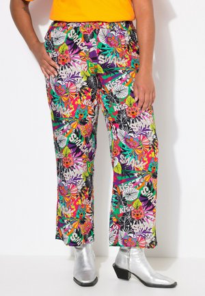 Angel of Style GERADES BEIN  BLÄTTER-MUSTER ELASTIKBUND - Stoffhose - violet