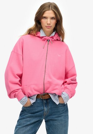 Superdry Zip-up sweatshirt - azalea pink