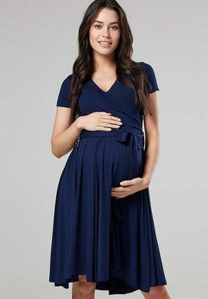 MATERNITY NURSING WRAP  SHORT SLEEVE - Day dress - navy