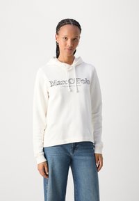 Marc O'Polo LONG SLEEVE HOODED LOGO PRINT - Camisola - white cotton
