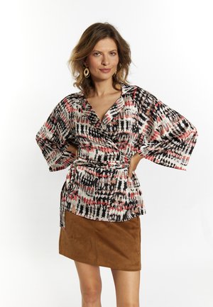 usha, Bluse - grau dunkelrosa mehrfarbig