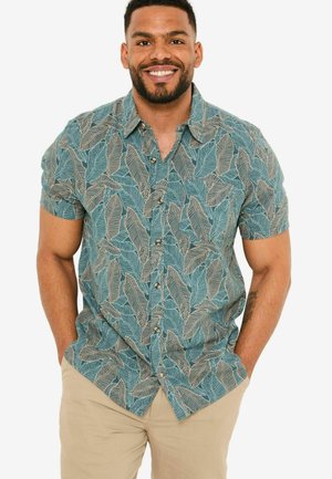 REGULAR FIT - SHORT SLEEVE LEAF PRINT. - Hemd - teal blue